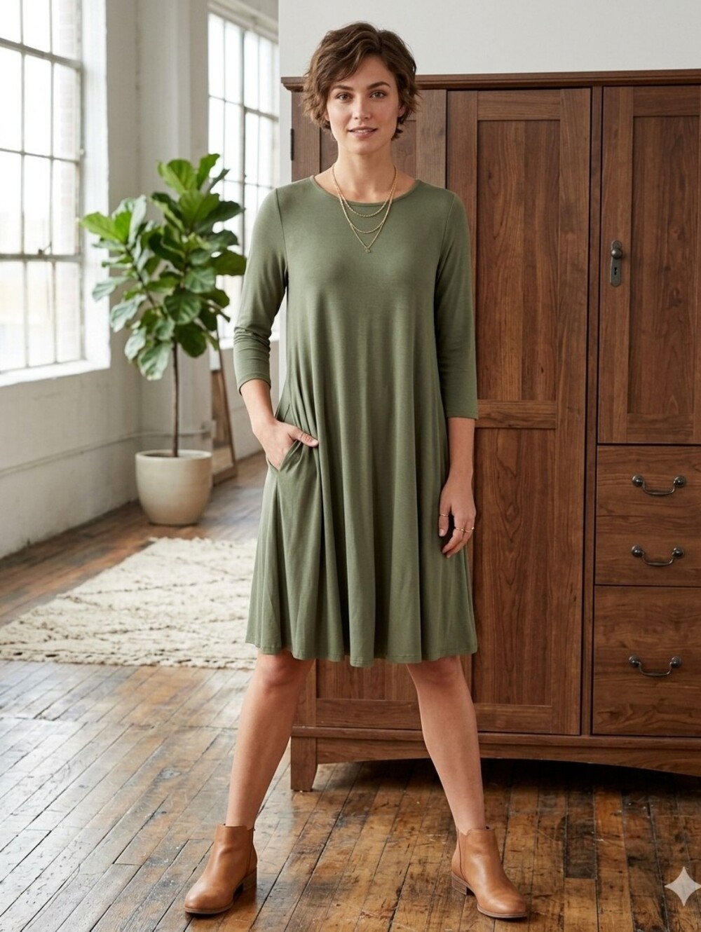 NWT Agnes & Dora Swing Dress W/ Pockets Sz M